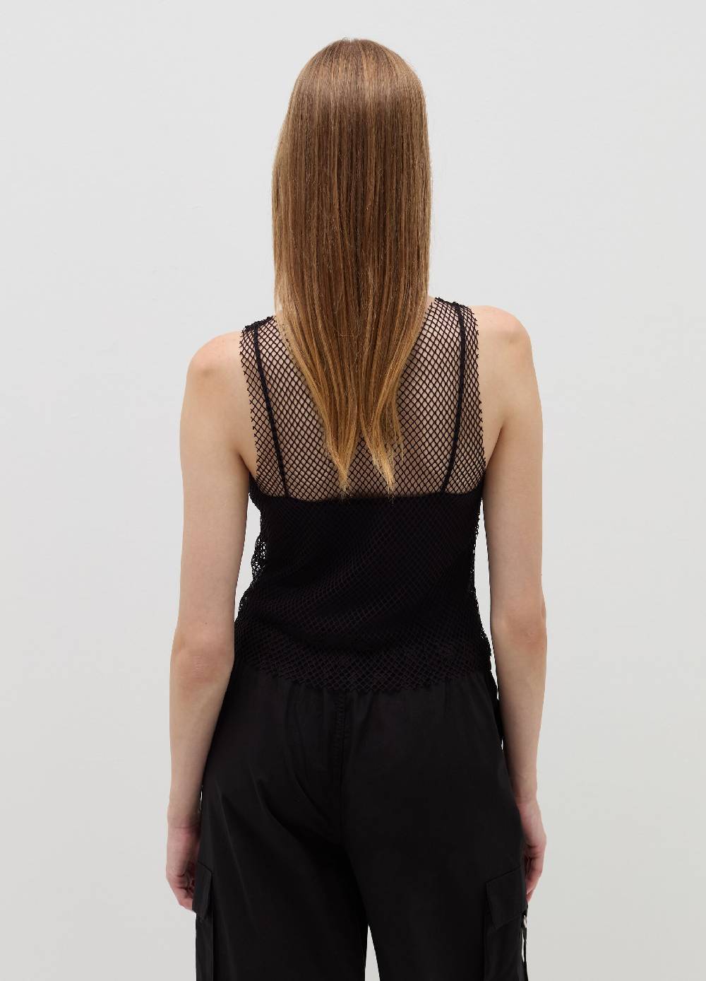 B. ANGEL Tank top in rete con micro strass Hotsell