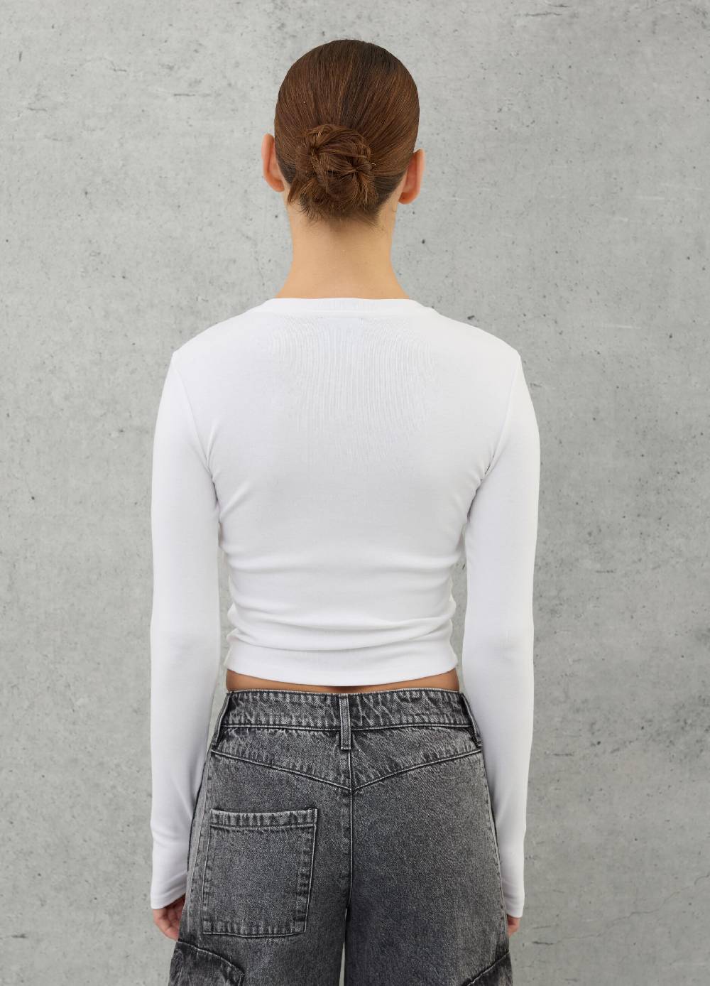 UTOPJA Crop Longsleeve T-shirt White In Saldo