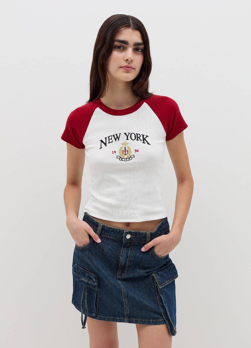 B. ANGEL T-shirt a costine con ricamo Sottocosto