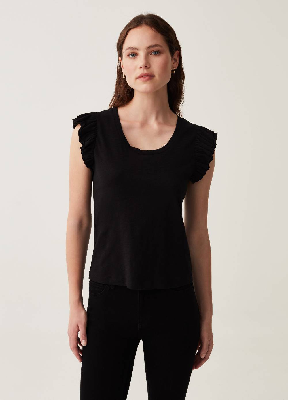 OVS Tank top in cotone slub con volant Shopping Online