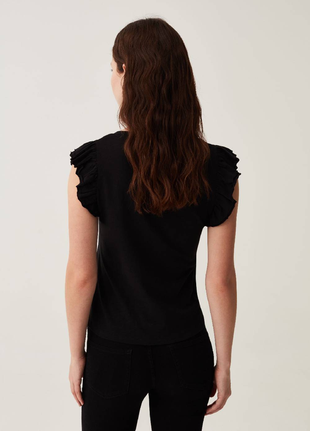OVS Tank top in cotone slub con volant Shopping Online