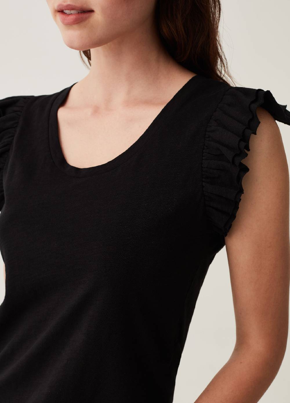 OVS Tank top in cotone slub con volant Shopping Online