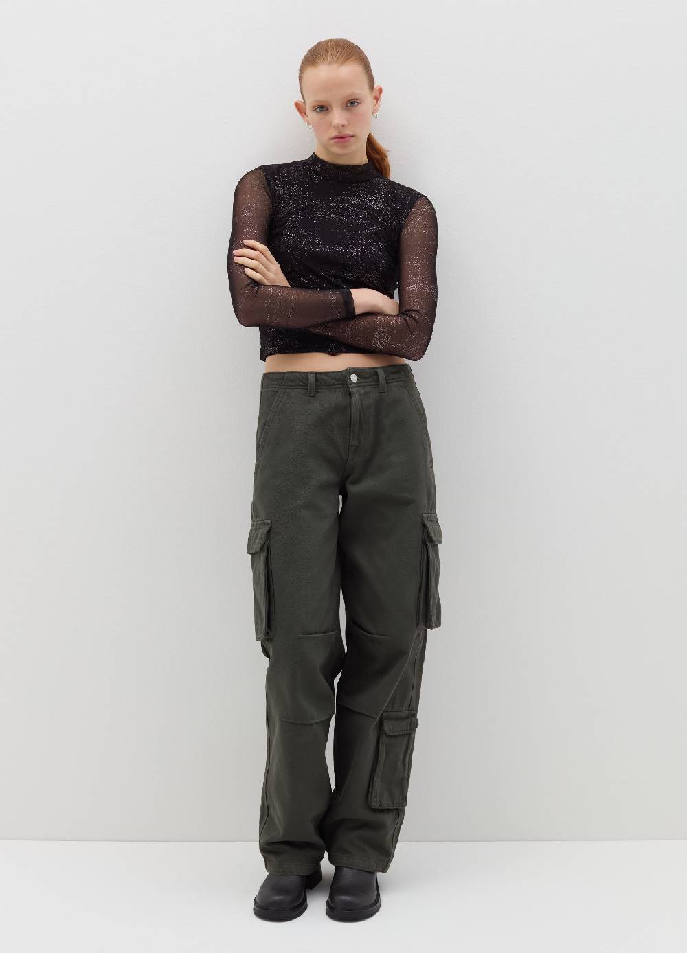 B. ANGEL T-shirt in mesh con glitters all-over Comprare a buon mercato