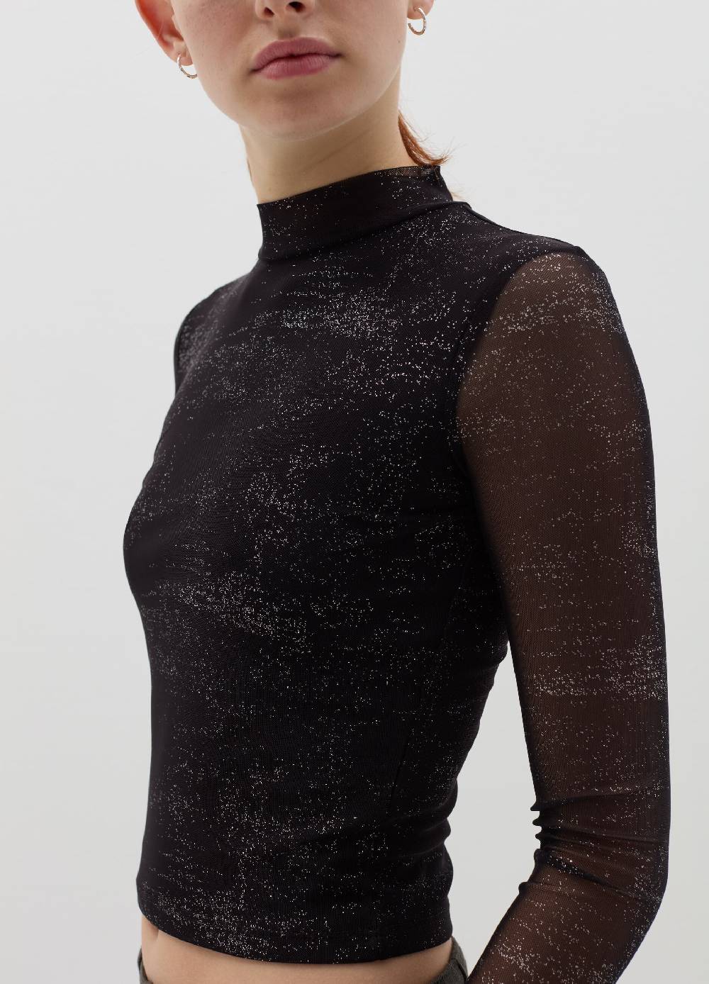 B. ANGEL T-shirt in mesh con glitters all-over Comprare a buon mercato