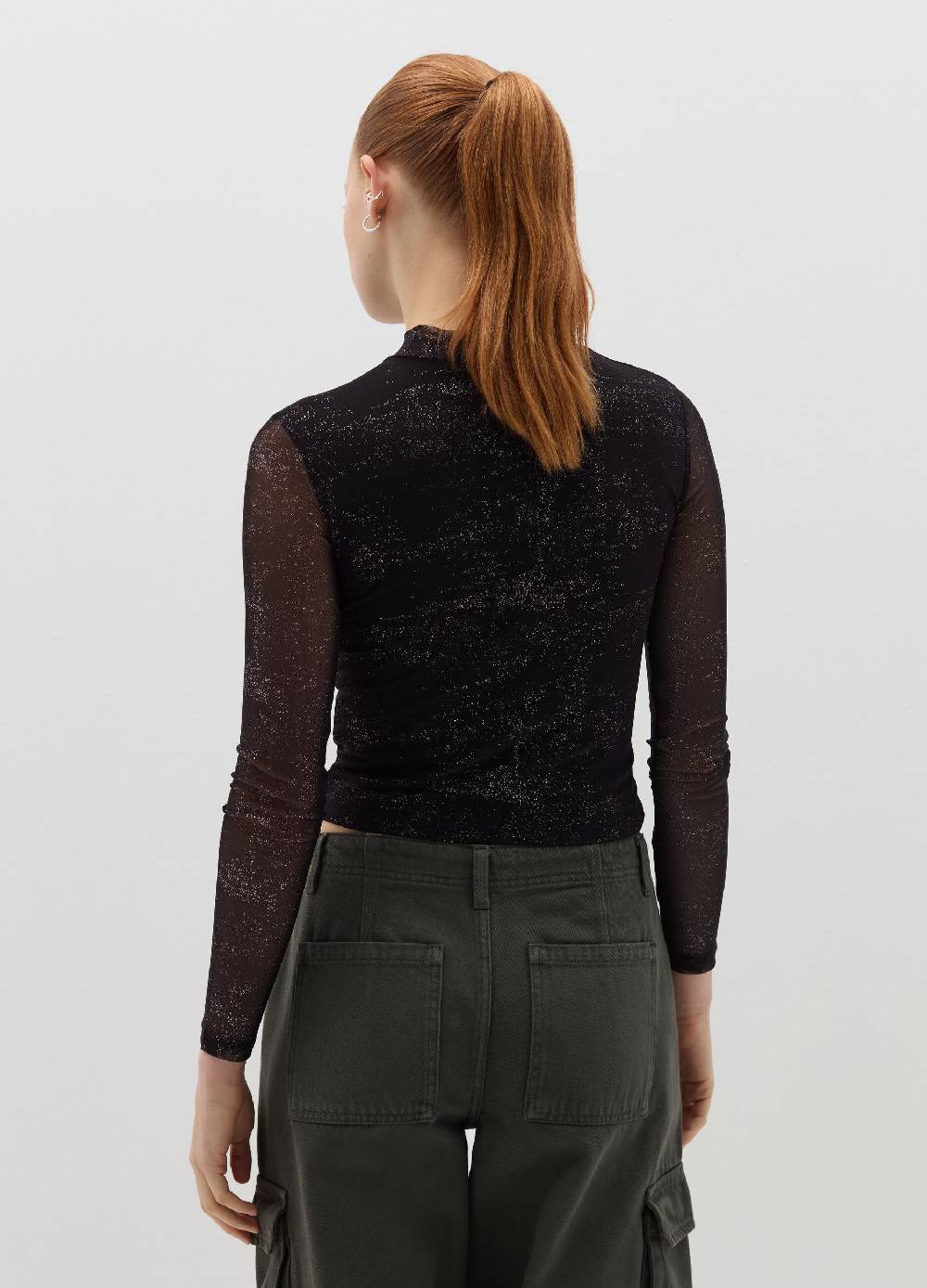 B. ANGEL T-shirt in mesh con glitters all-over Comprare a buon mercato