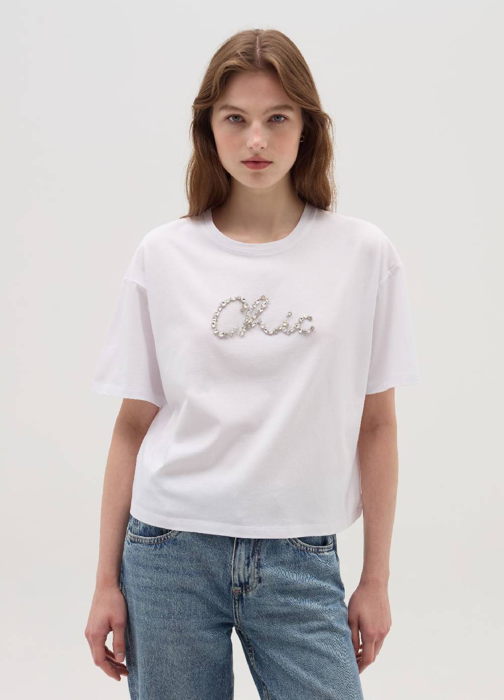 OVS T-shirt boxy fit in cotone con pietre Negozio
