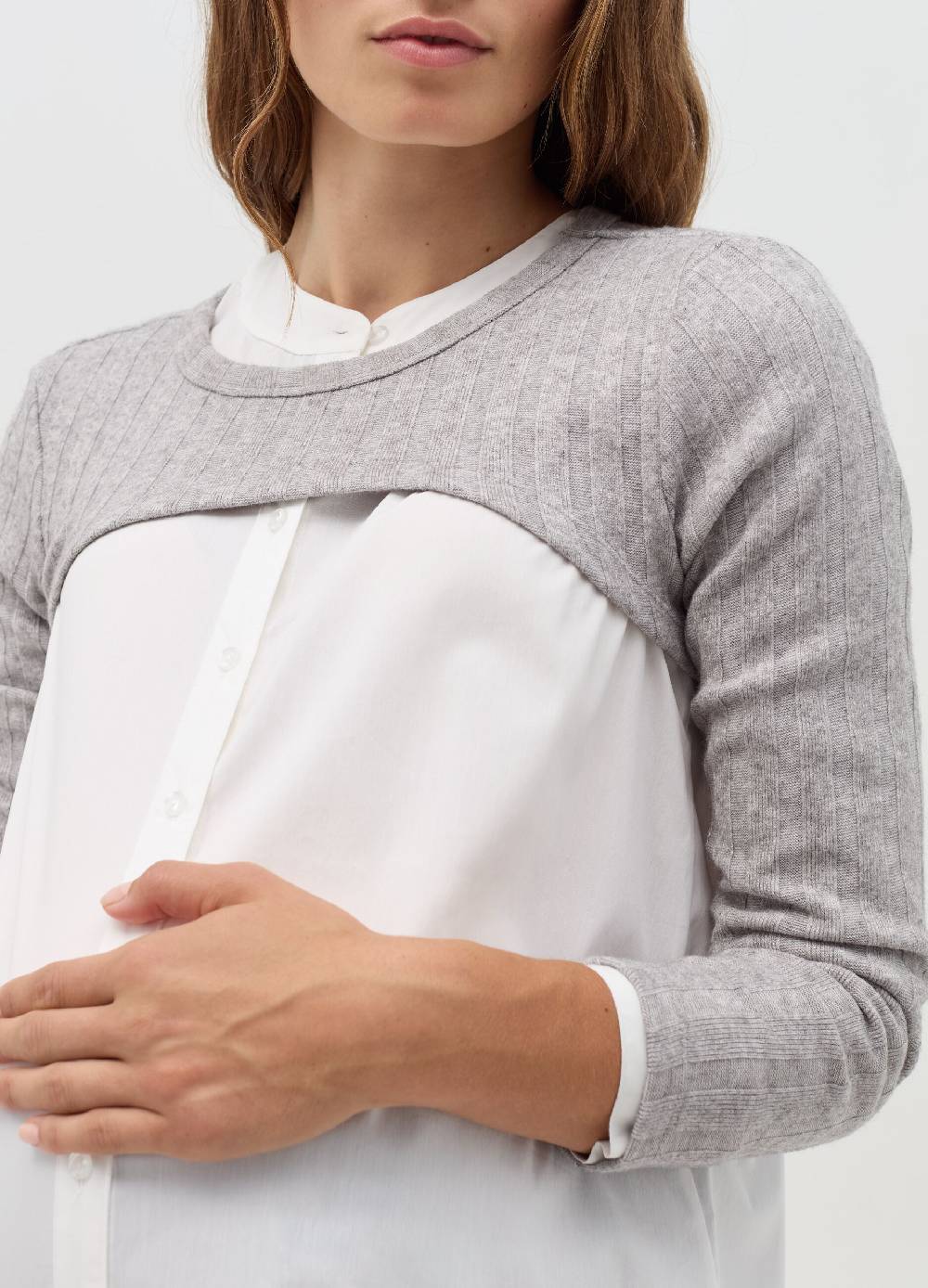NICOL CARAMEL T-shirt premaman crop a coste piatte Italy