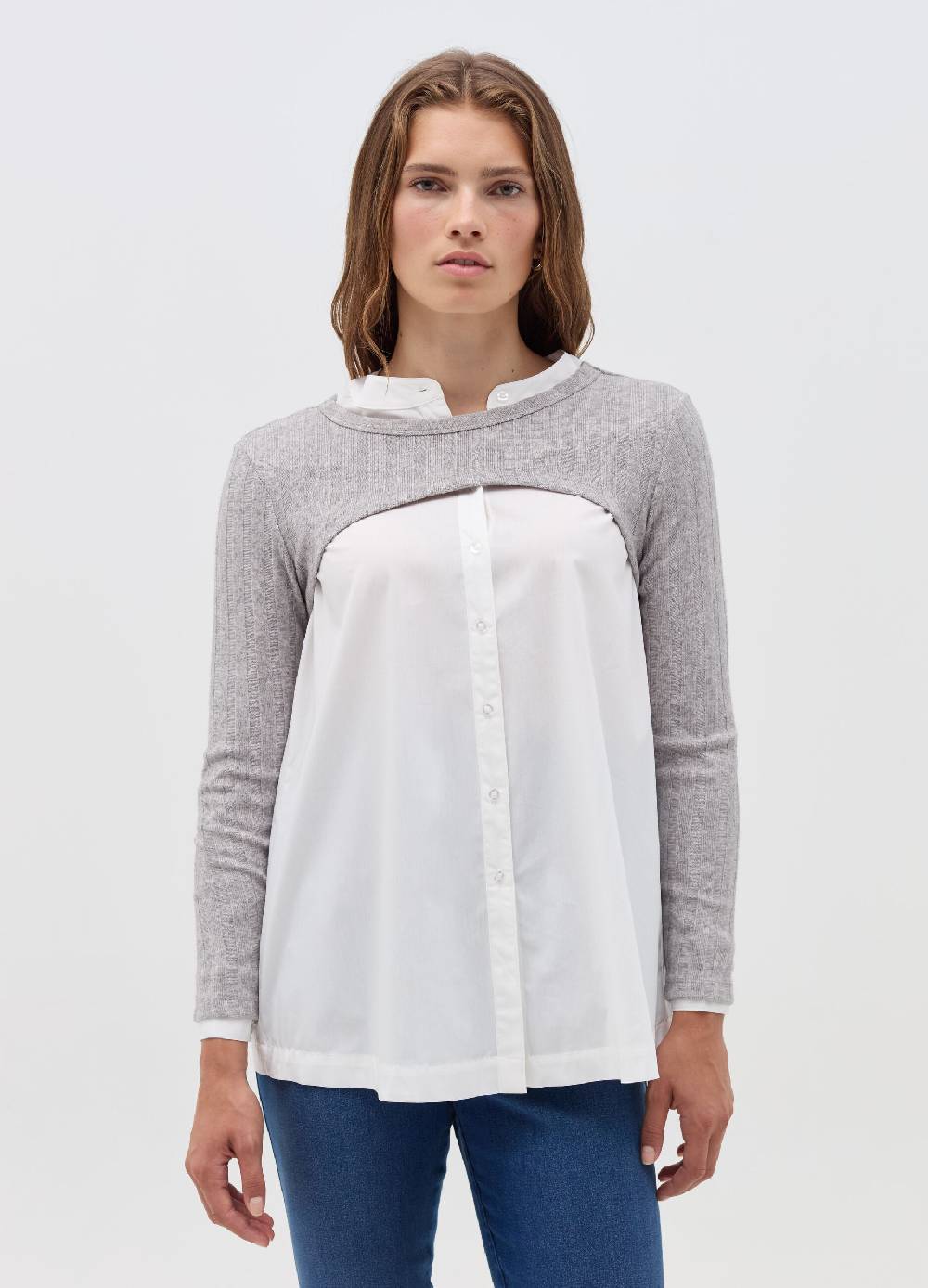 NICOL CARAMEL T-shirt premaman crop a coste piatte Italy