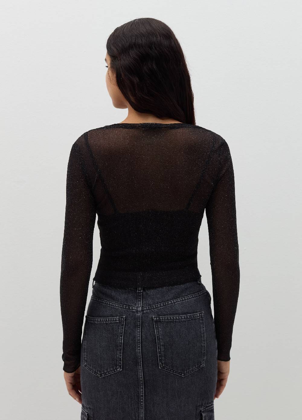 B. ANGEL T-shirt maniche lunghe in mesh con lurex Qualità Garantita