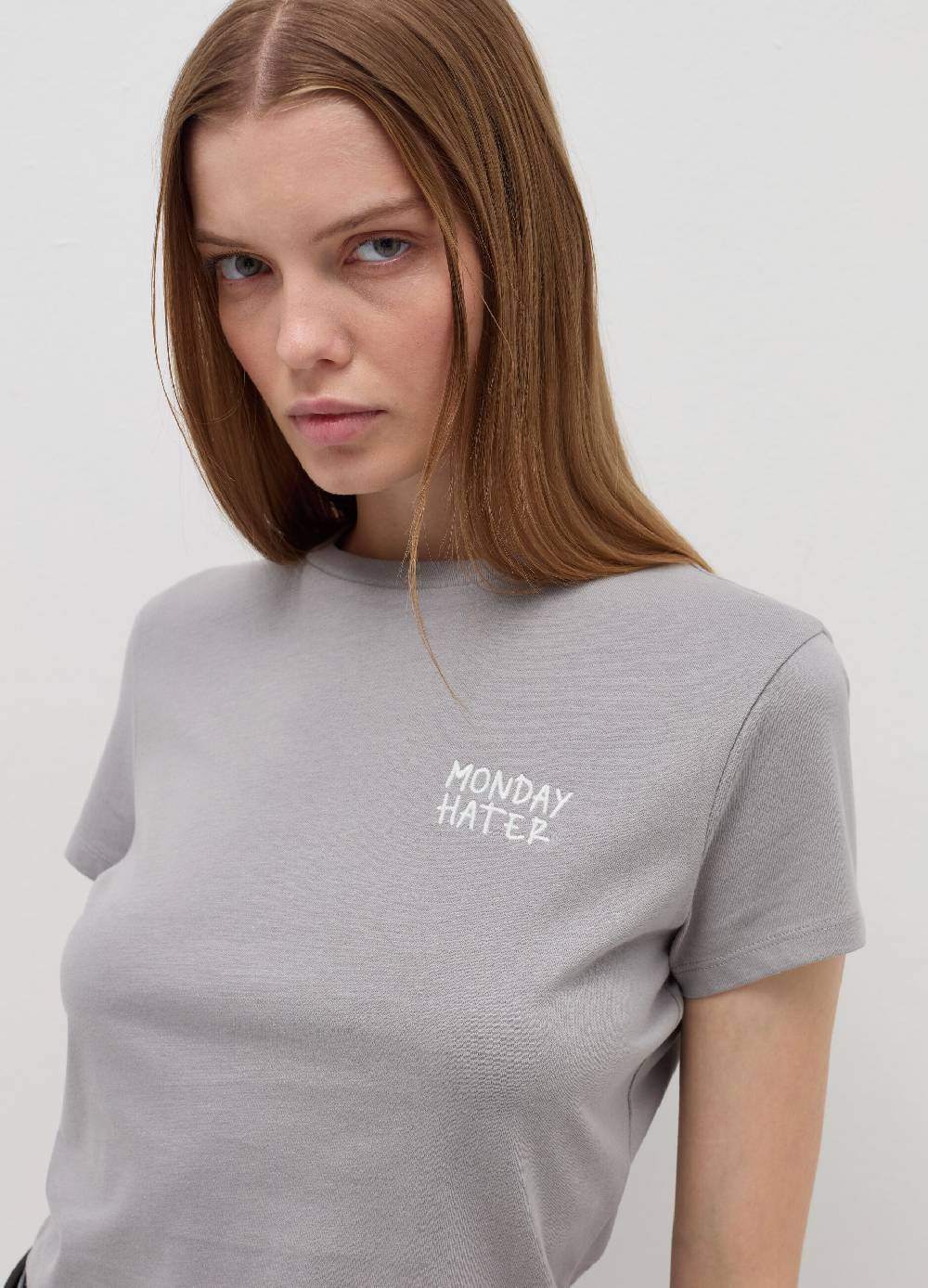 B. ANGEL T-shirt crop con ricamo lettering Pezzi Unici