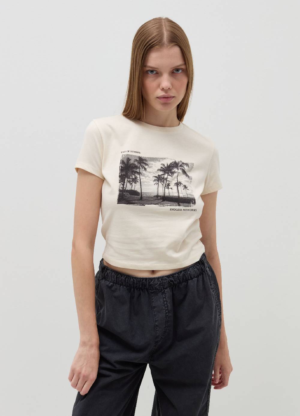 B. ANGEL T-shirt crop in cotone Prezzo Ridotto