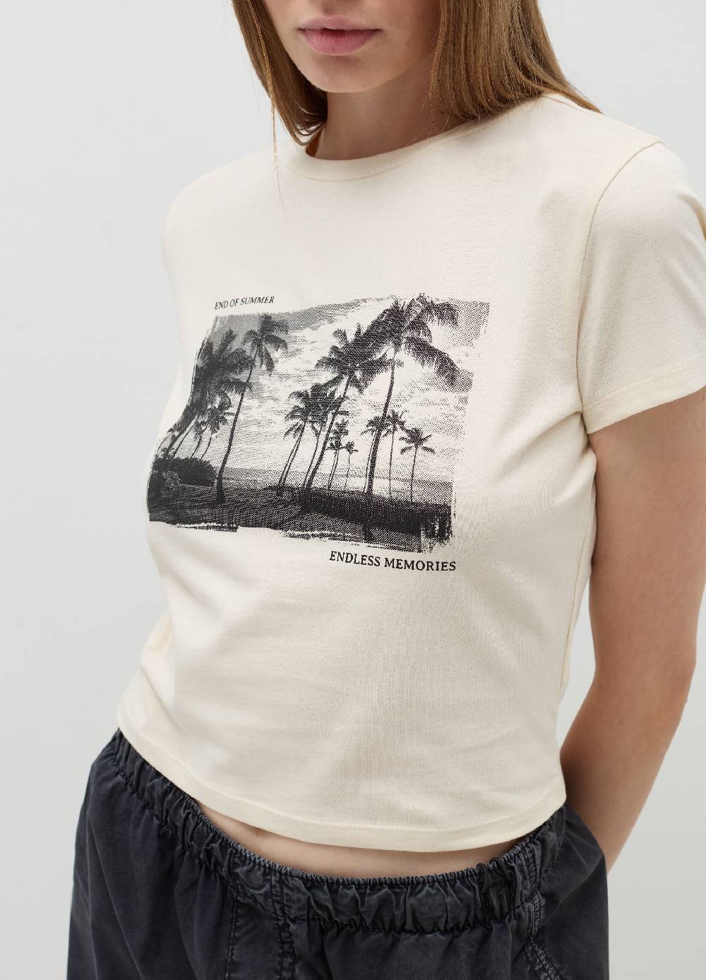 B. ANGEL T-shirt crop in cotone Prezzo Ridotto