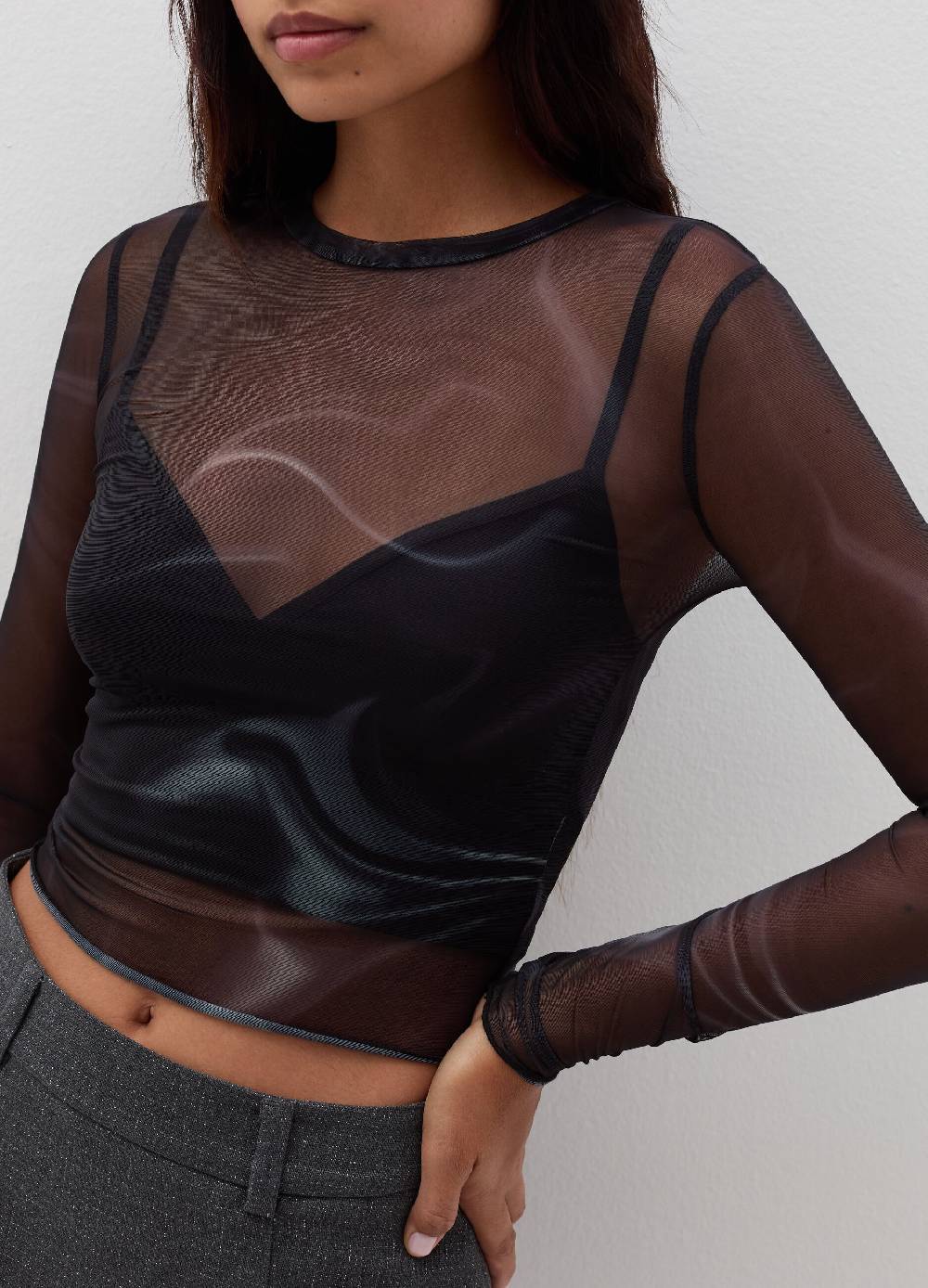 B. ANGEL T-shirt maniche lunghe in mesh con lurex Prezzo Ridotto