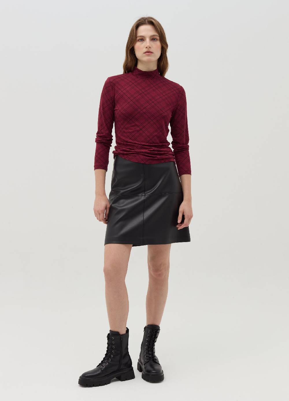 OVS T-shirt mock neck con fantasia check Negozio