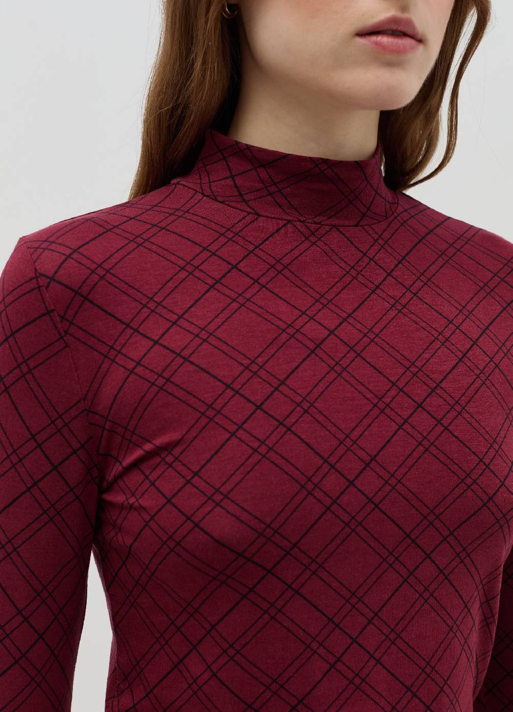 OVS T-shirt mock neck con fantasia check Negozio