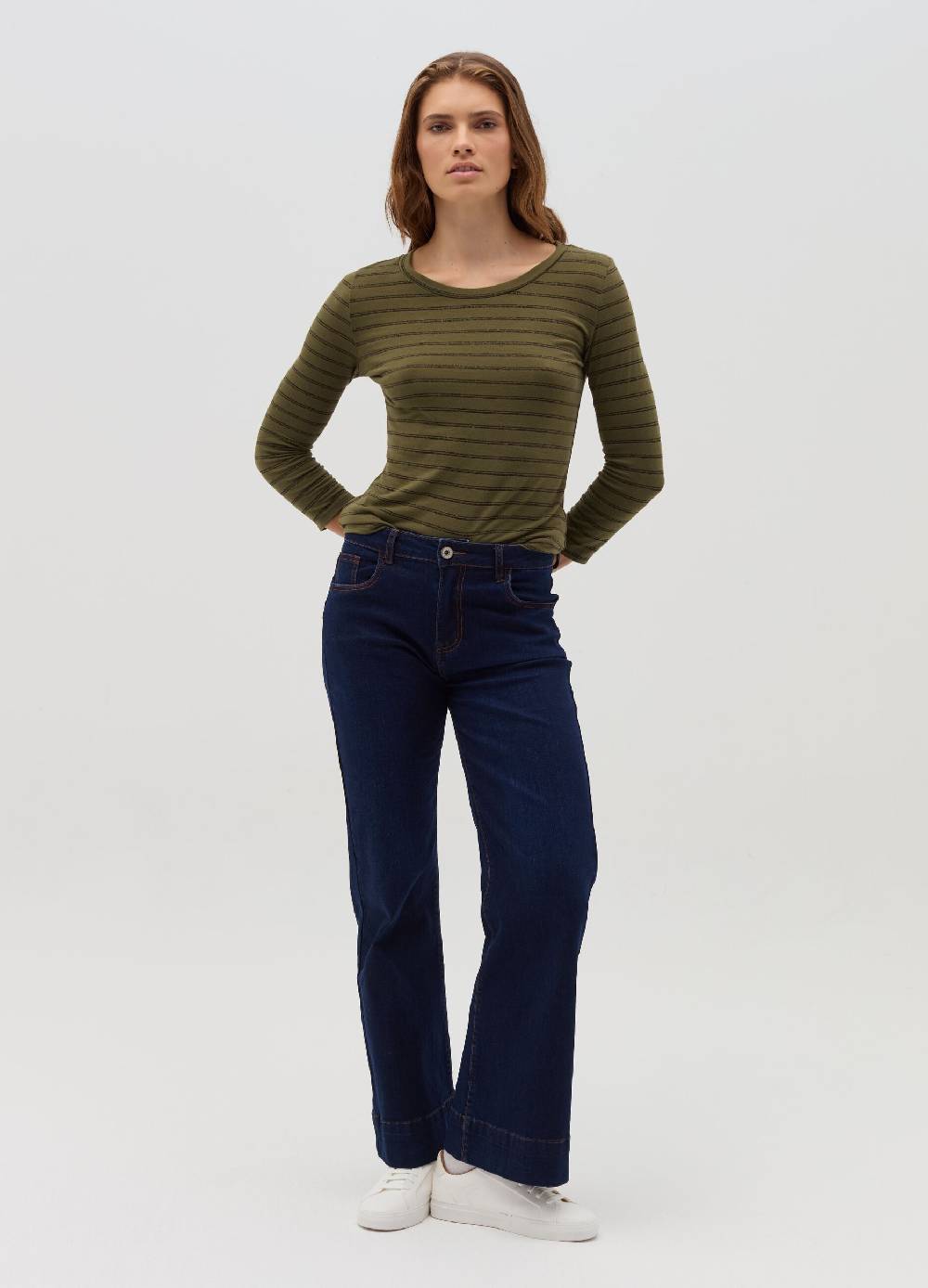 HYBRID T-shirt a righe in lurex maniche a tre quarti Italia