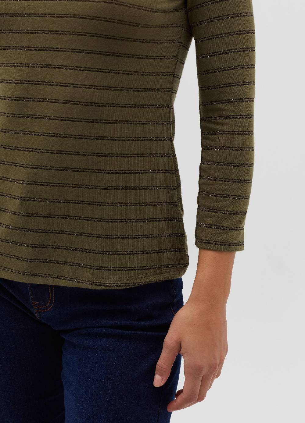 HYBRID T-shirt a righe in lurex maniche a tre quarti Italia