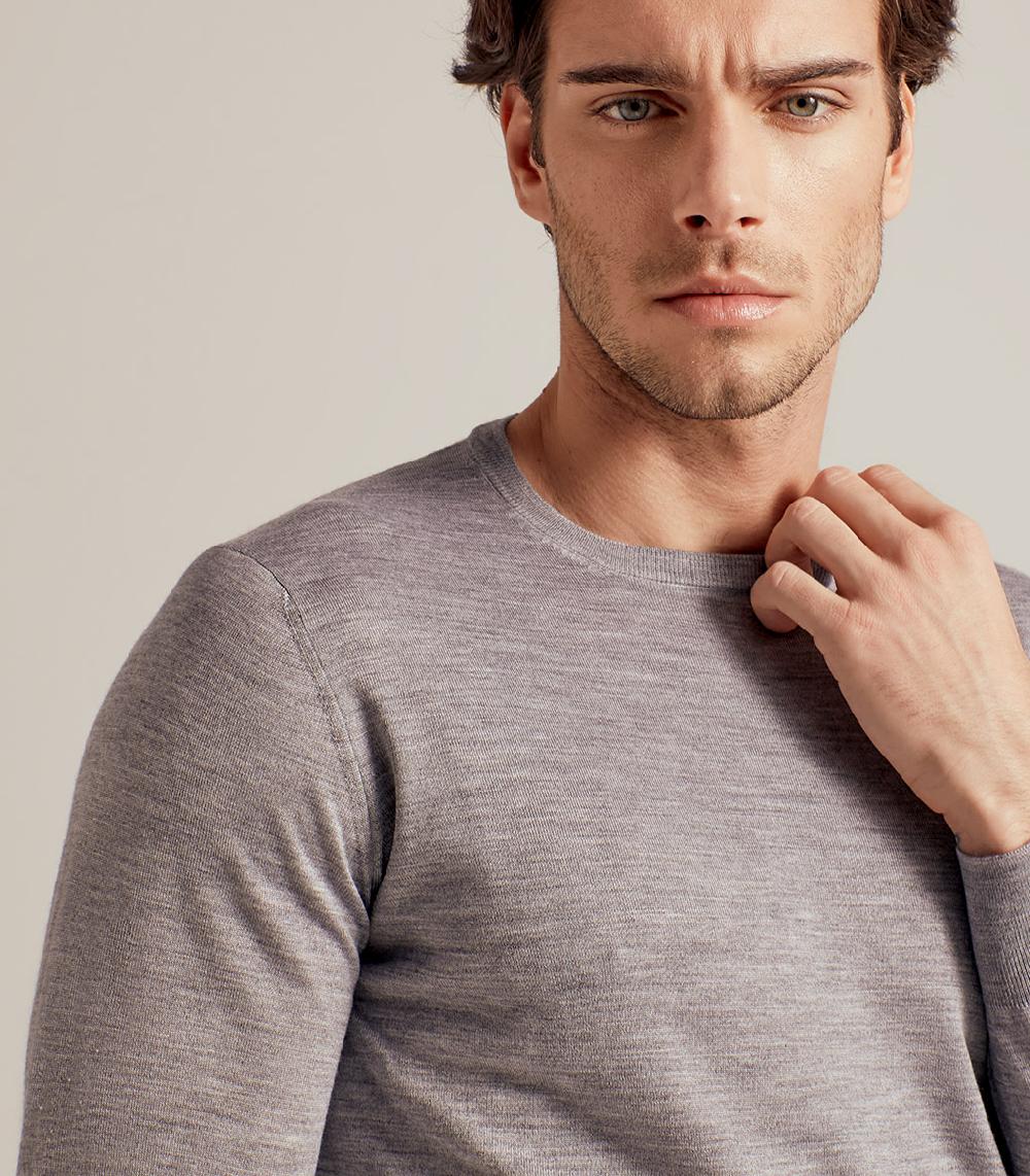 S.Moritz GIROCOLLO LANA SETA CASHMERE - GRIGIO Prezzo Ridotto