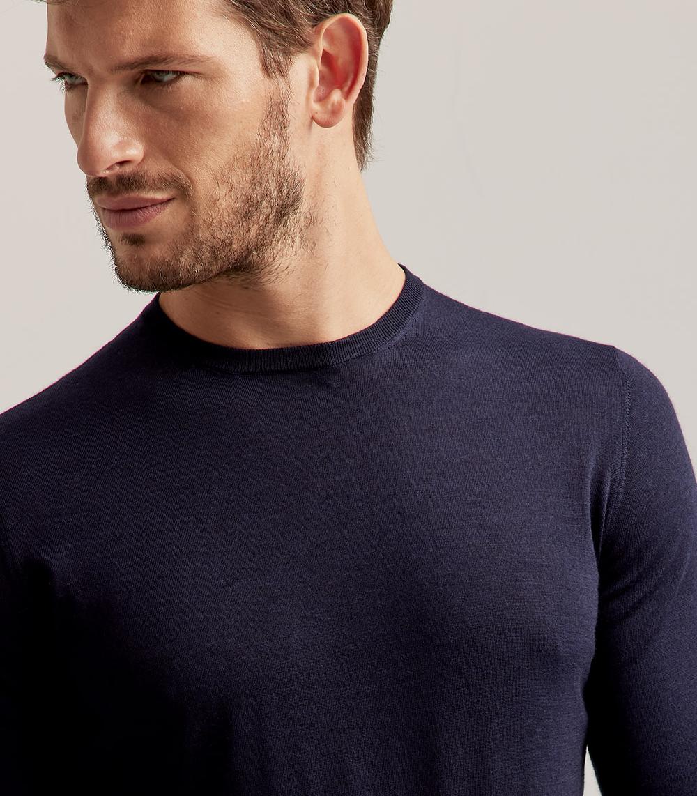 S.Moritz GIROCOLLO LANA SETA CASHMERE - BLU NAVY Convenienza