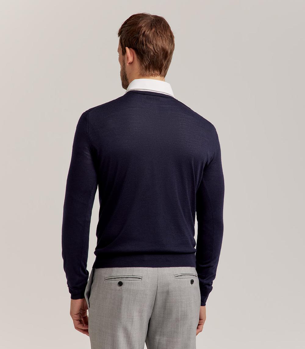 S.Moritz COLLO V LANA SETA CASHMERE - BLU NAVY Online