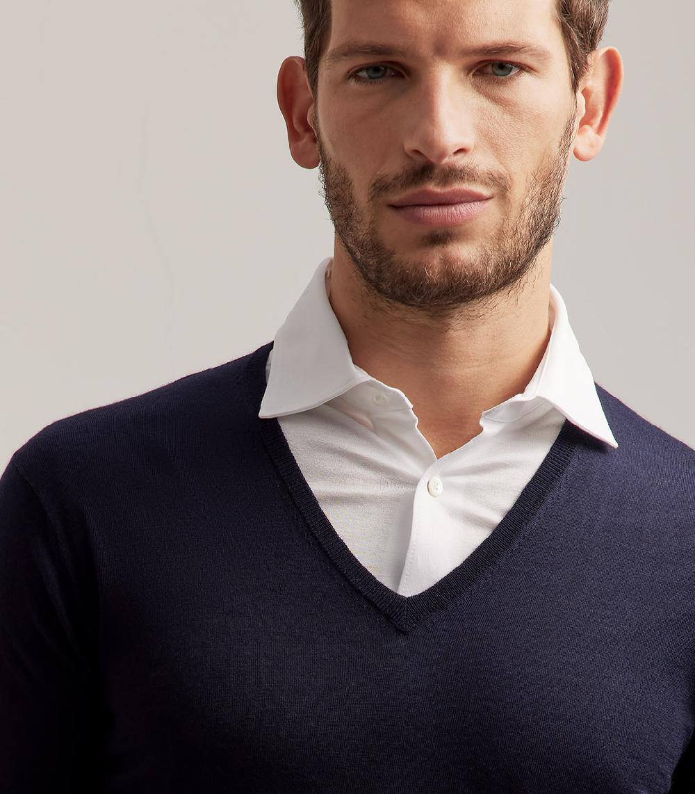 S.Moritz COLLO V LANA SETA CASHMERE - BLU NAVY Online