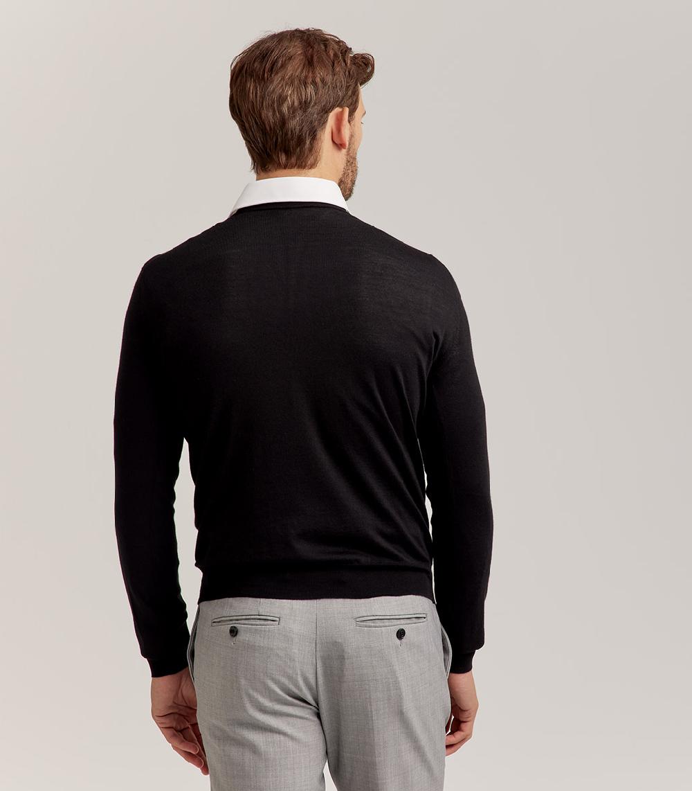 S.Moritz COLLO V LANA SETA CASHMERE - NERO Spedizione gratuita