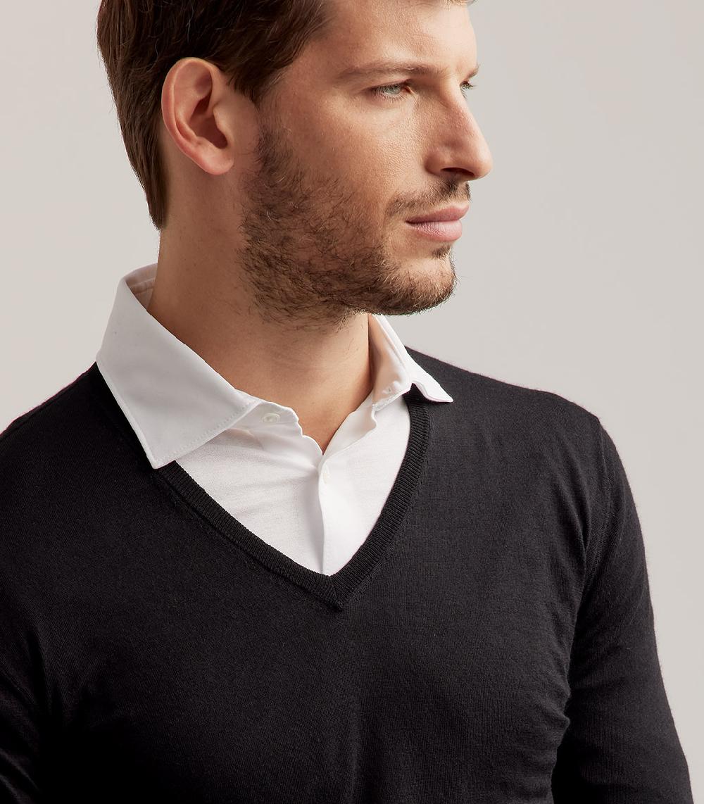 S.Moritz COLLO V LANA SETA CASHMERE - NERO Spedizione gratuita