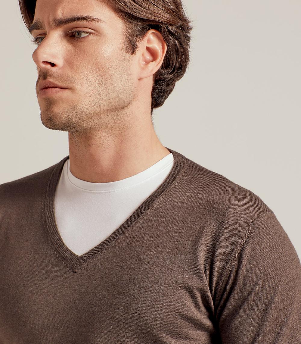 S.Moritz COLLO V LANA SETA CASHMERE - CACAO Saldi
