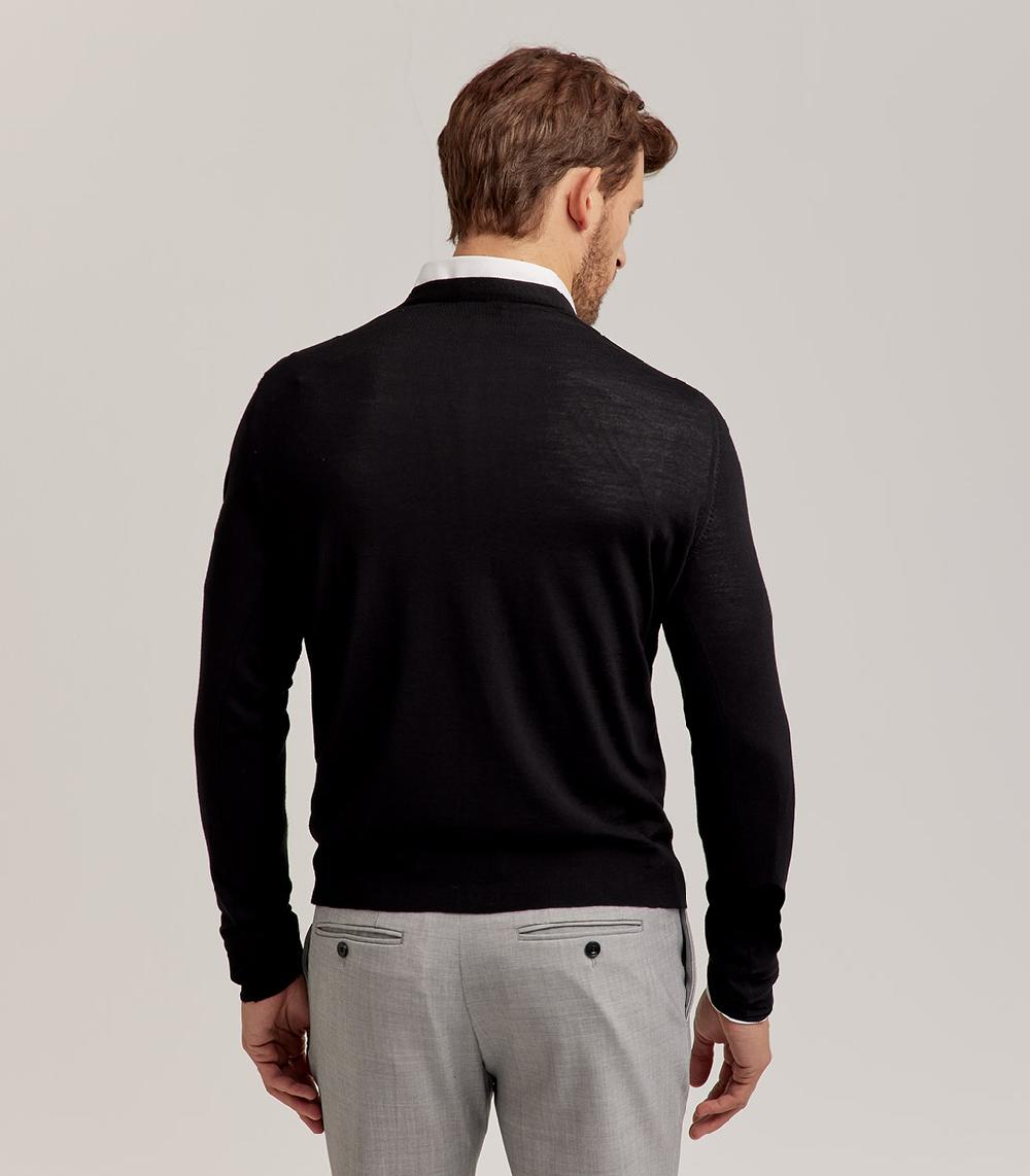 S.Moritz CARDIGAN BOTTONI ROYAL MERINO - NERO Nuovo
