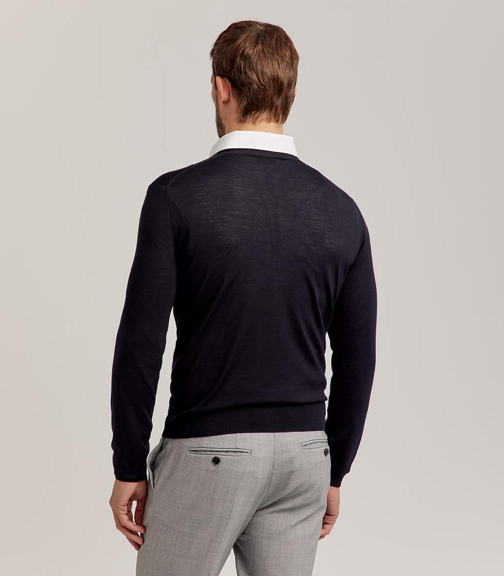 S.Moritz CARDIGAN BOTTONI ROYAL MERINO - BLU NAVY Qualità