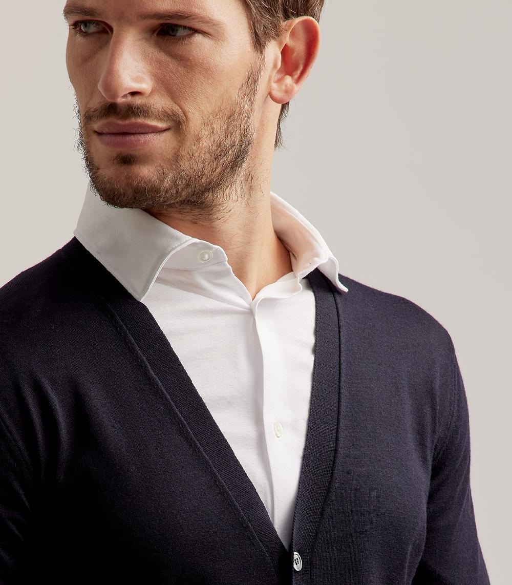 S.Moritz CARDIGAN BOTTONI ROYAL MERINO - BLU NAVY Qualità