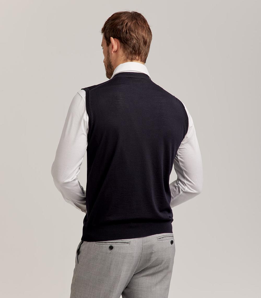 S.Moritz GILET BOTTONI ROYAL MERINO - BLU NAVY Vendita