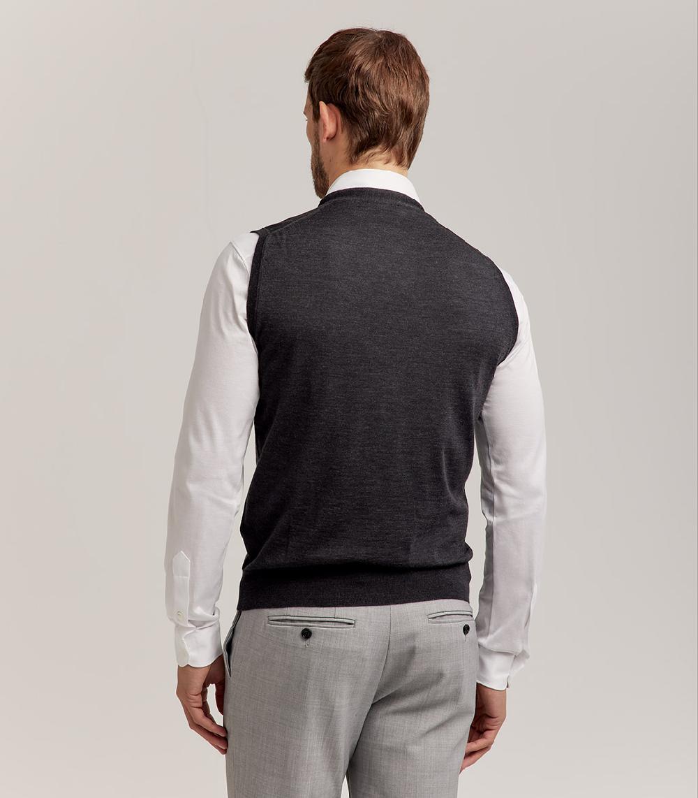 S.Moritz GILET BOTTONI ROYAL MERINO - GRIGIO ANTRACITE Promozione