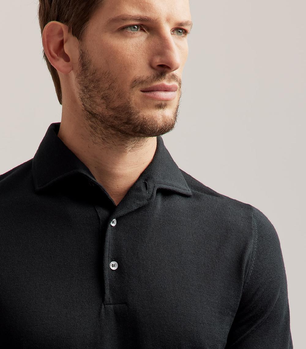 S.Moritz POLO COLLO CAMICIA ROYAL MERINO - VERDE SCURO Soddisfazione Garantita
