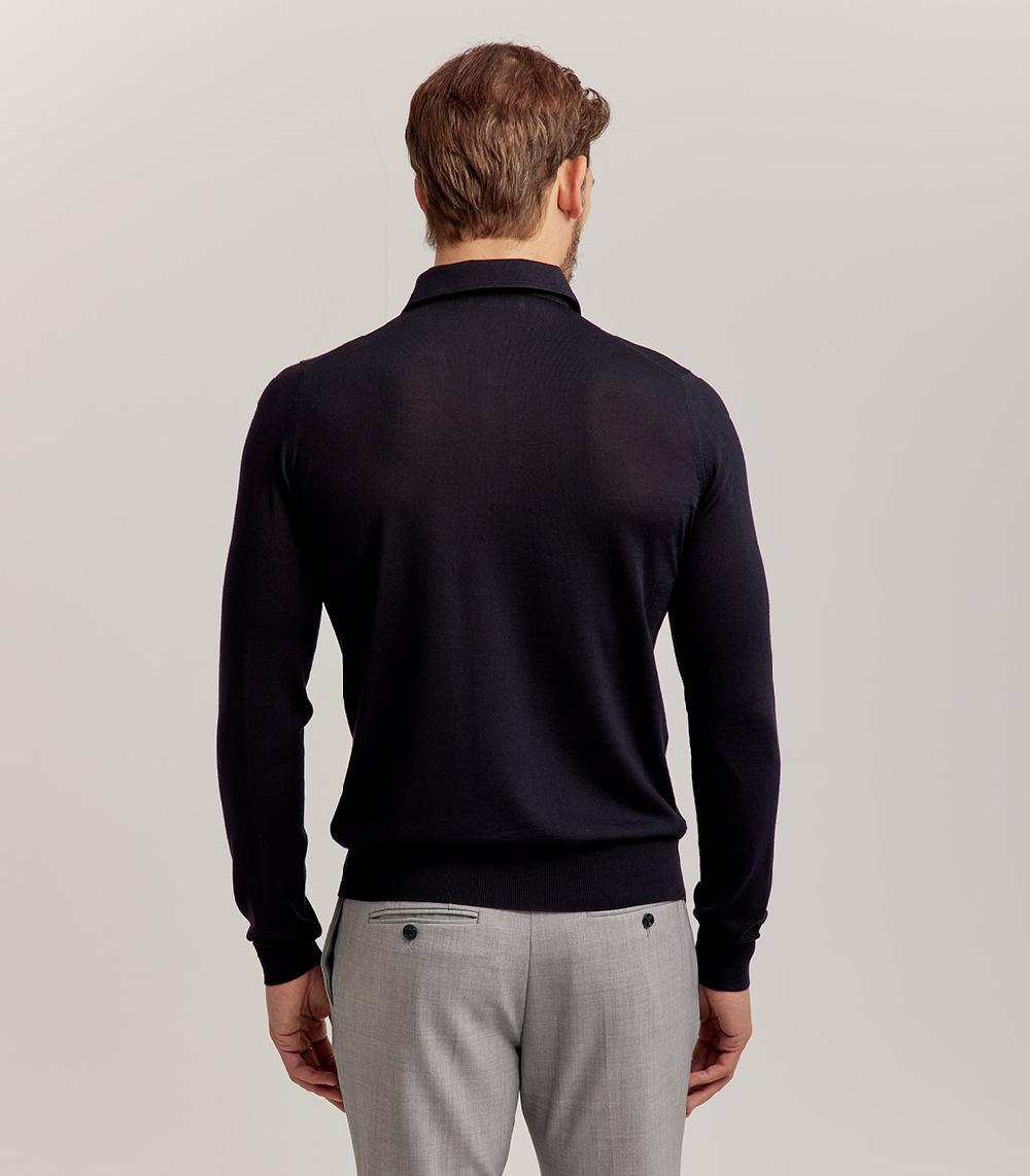 S.Moritz POLO COLLO CAMICIA ROYAL MERINO - BLU NAVY Qualità Garantita