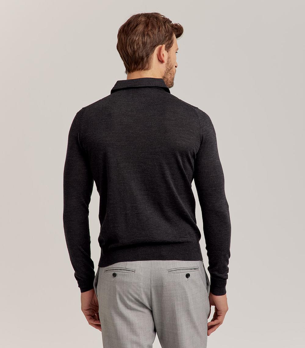 S.Moritz POLO COLLO CAMICIA ROYAL MERINO - GRIGIO ANTRACITE Negozi Online