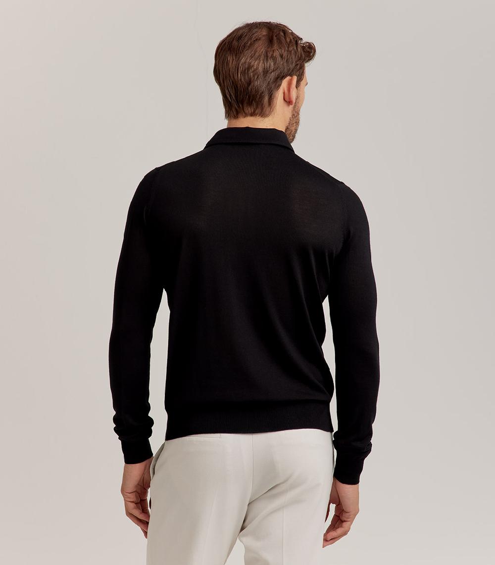 S.Moritz POLO COLLO CAMICIA ROYAL MERINO - NERO Acquista Ora