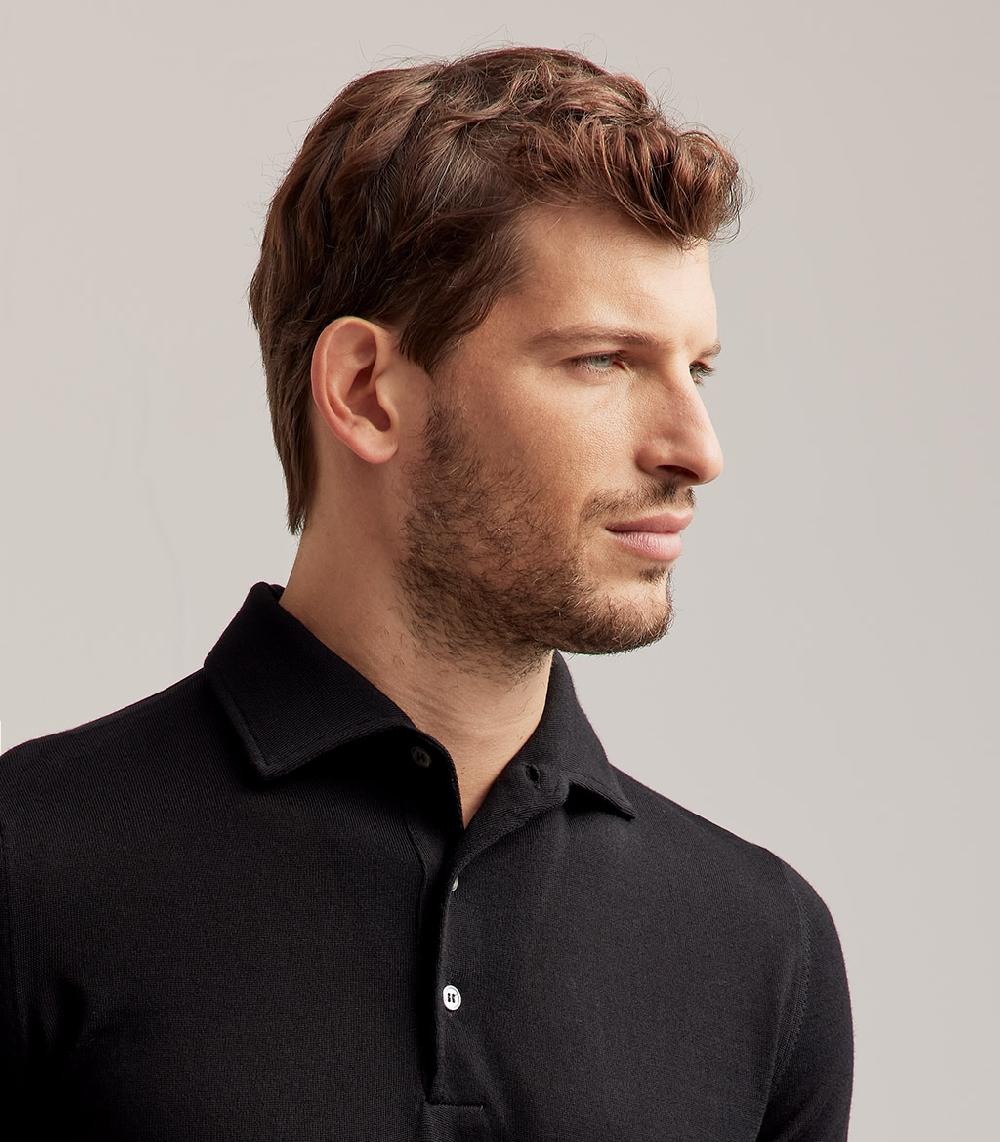 S.Moritz POLO COLLO CAMICIA ROYAL MERINO - NERO Acquista Ora