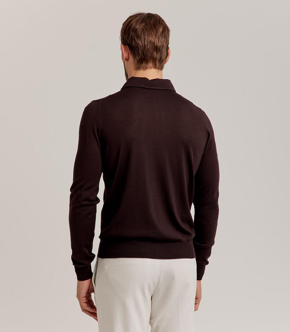 S.Moritz POLO COLLO CAMICIA ROYAL MERINO - TESTA DI MORO Consegna Veloce