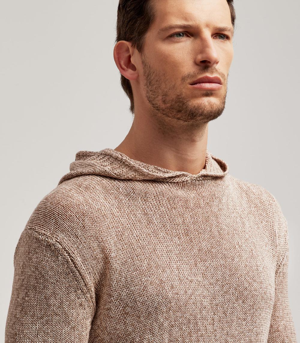 S.Moritz MAGLIA CON CAPPUCCIO RASATO MELANGE - COTONE Prezzo Ridotto