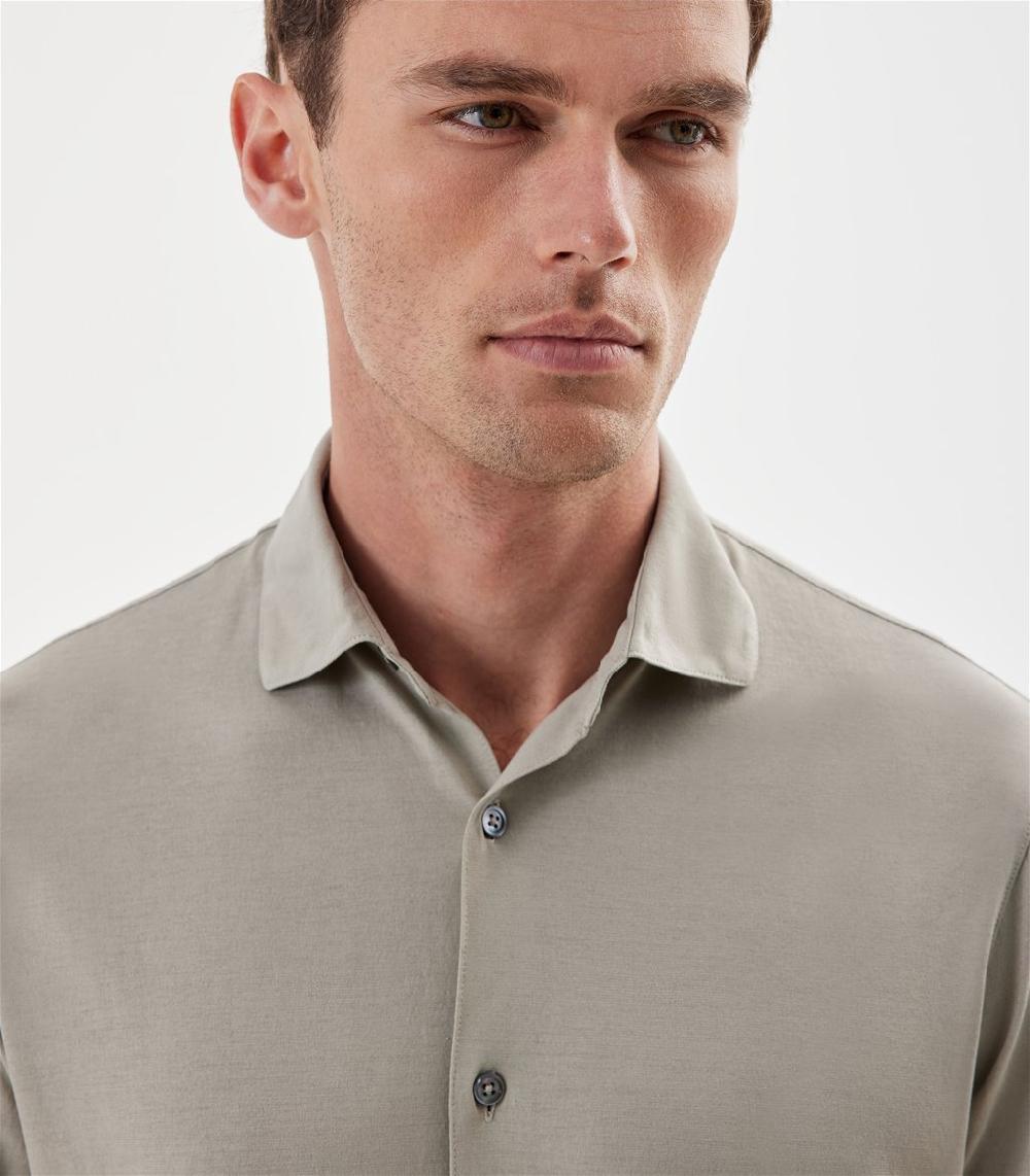 S.Moritz Camicia grigia da uomo in cotone crepe | S.Moritz Sito Ufficiale Offerta