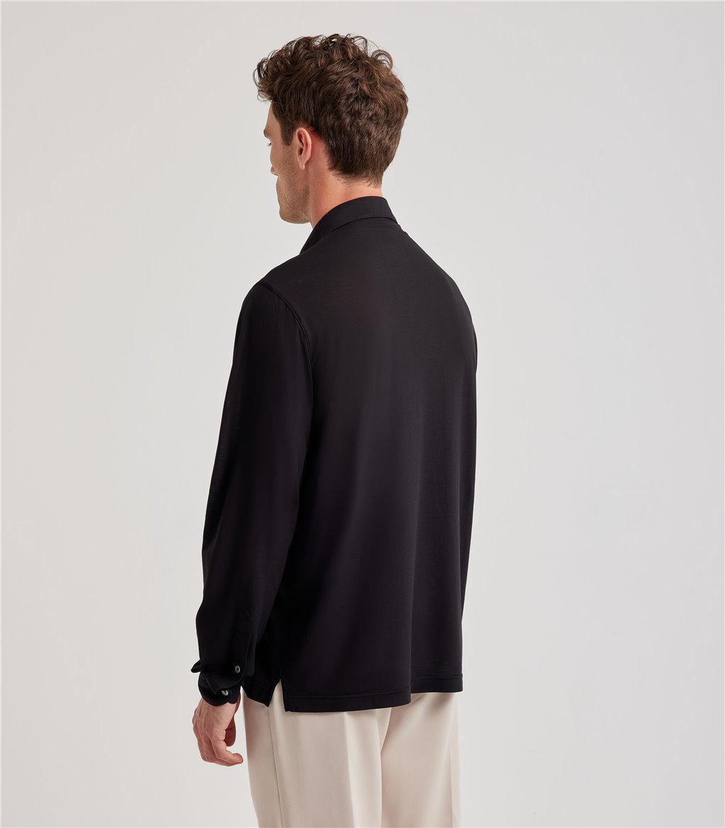 S.Moritz Camicia nera da uomo in cotone crepe | S.Moritz Sito Ufficiale Economico