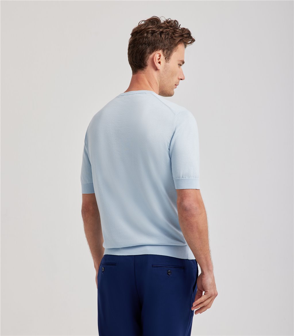S.Moritz T-shirt celeste da uomo in cotone giza | S.Moritz Sito Ufficiale Offerte
