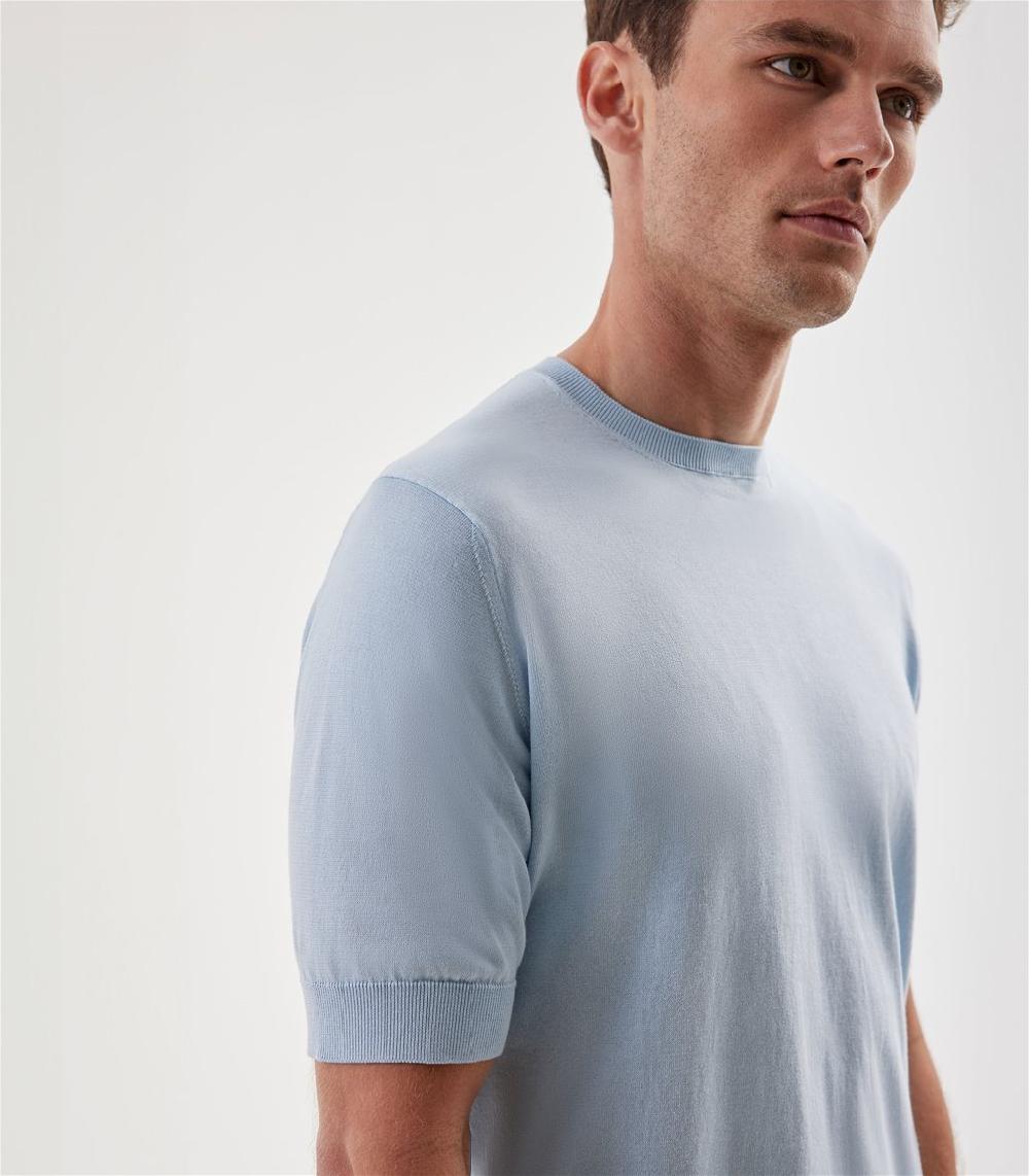 S.Moritz T-shirt celeste da uomo in cotone giza | S.Moritz Sito Ufficiale Offerte