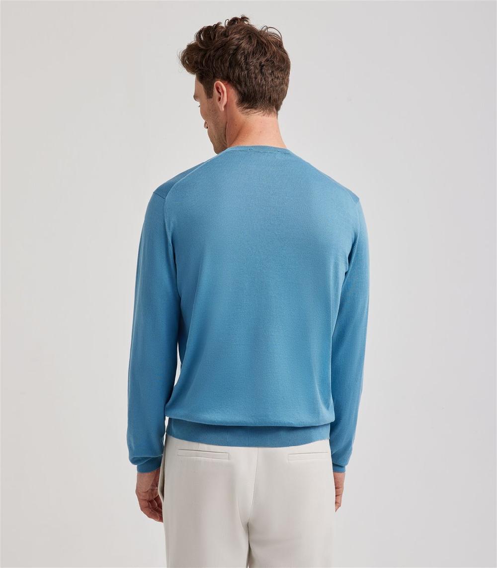 S.Moritz Maglia blu avio da uomo in cotone giza | S.Moritz Sito Ufficiale Vendita Economica