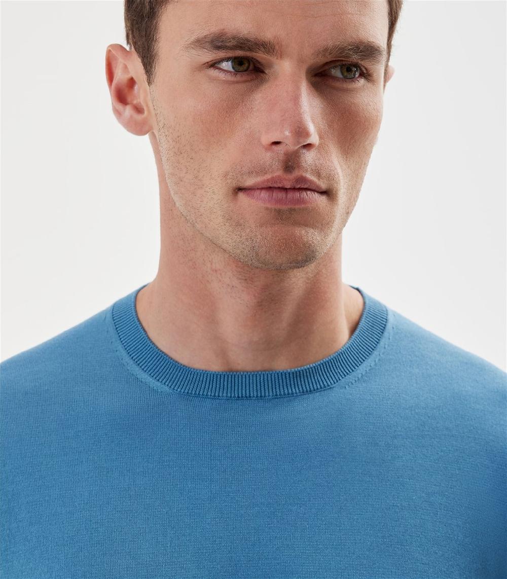 S.Moritz Maglia blu avio da uomo in cotone giza | S.Moritz Sito Ufficiale Vendita Economica