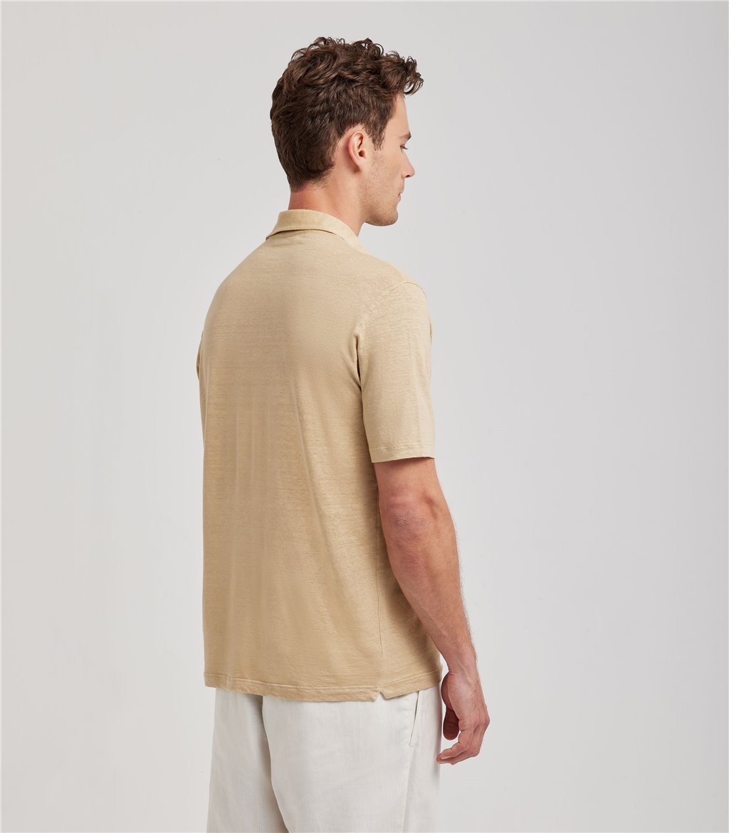 S.Moritz Polo skipper beige da uomo in jersey lino | S.Moritz Sito Ufficiale Pezzi Unici