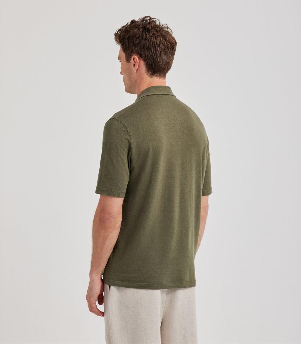 S.Moritz Polo skipper verde militare in jersey lino | S.Moritz Sito Ufficiale Soddisfazione Garantita