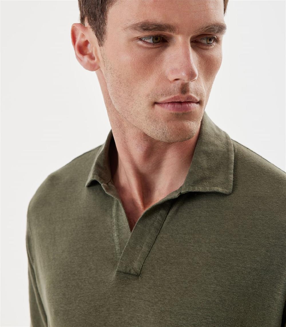 S.Moritz Polo skipper verde militare in jersey lino | S.Moritz Sito Ufficiale Soddisfazione Garantita