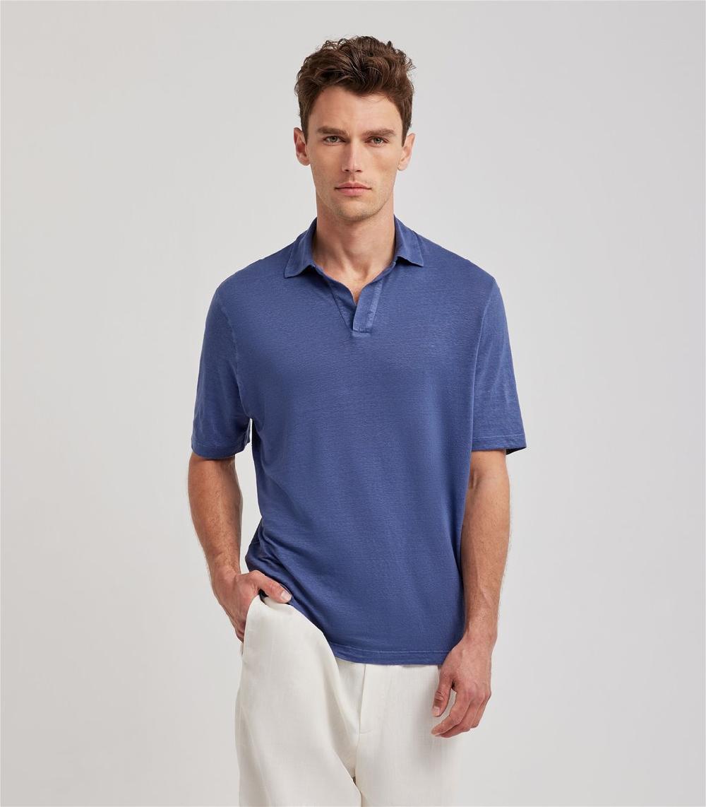 S.Moritz Polo skipper blu da uomo in jersey lino | S.Moritz Sito Ufficiale